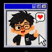 DA Motion Sticker Skill 的 30 号 Windows 95 复古电脑 UI 风格透明表情示例